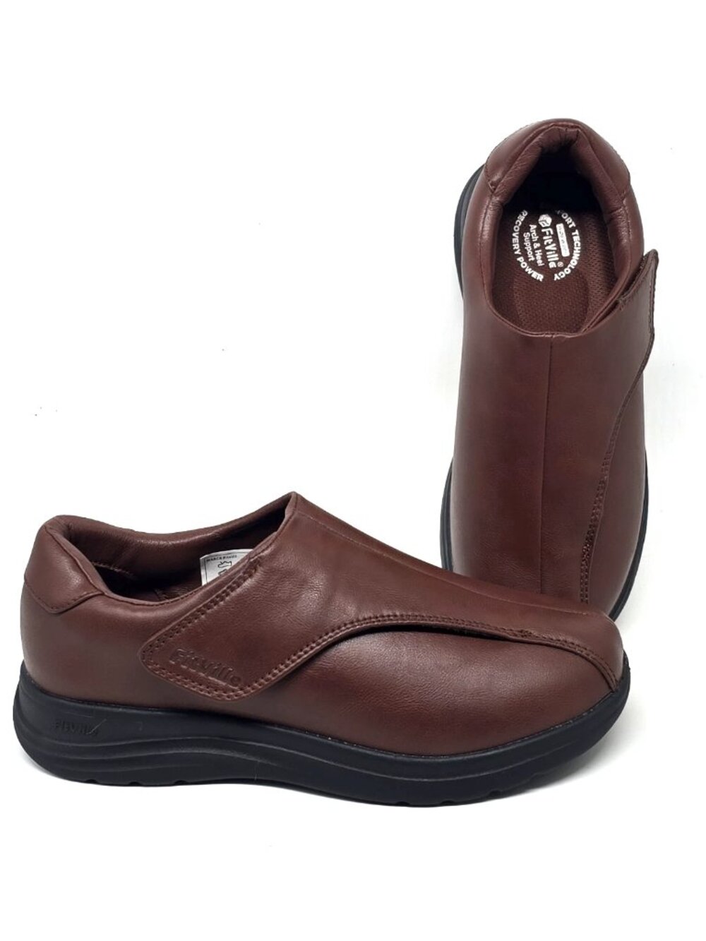 FitVille Slip-on Brown Classic Oxford Strap Formal Dress Shoes Women's Size 8W